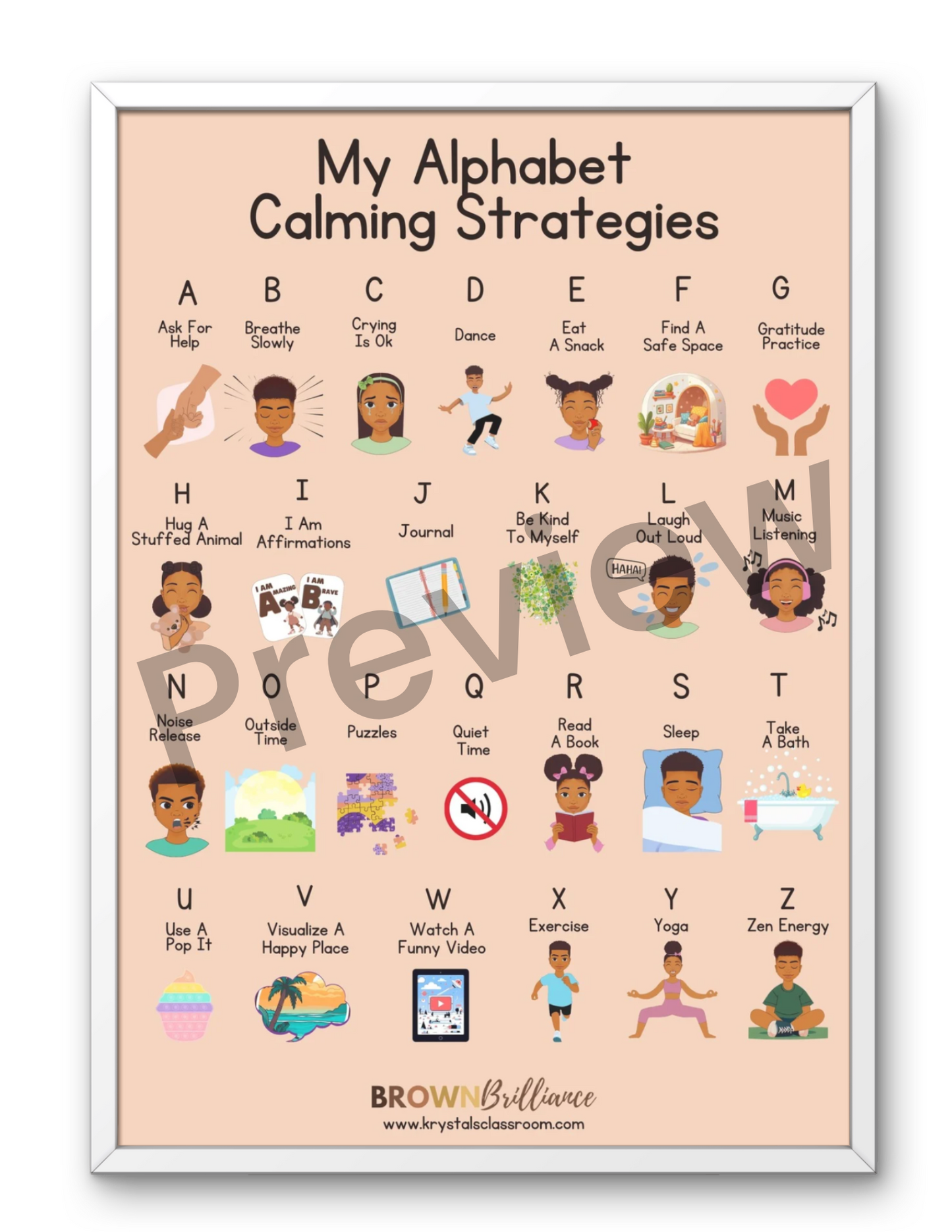 A-Z Calming Strategies Poster