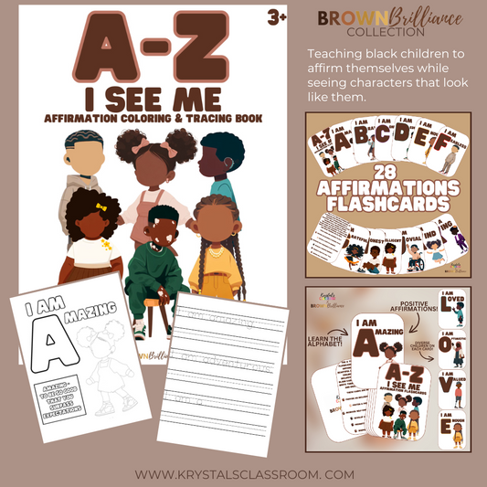 A-Z I See Me Affirmation Bundle (Coloring Book + Flashcards)