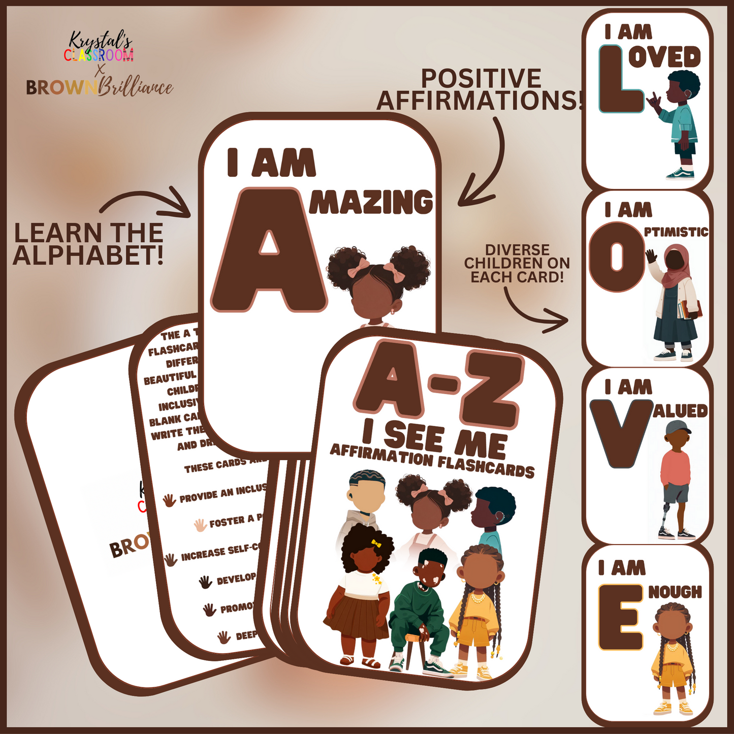 A-Z I See Me Affirmation Bundle (Coloring Book + Flashcards)