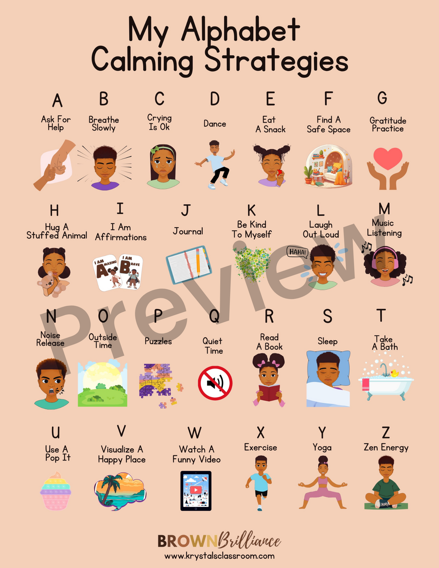 A-Z Calming Strategies Poster